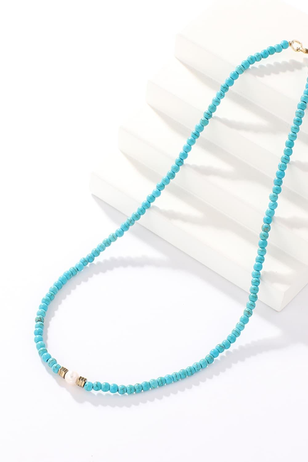 Turquoise & Pearl Necklace Carauana Store