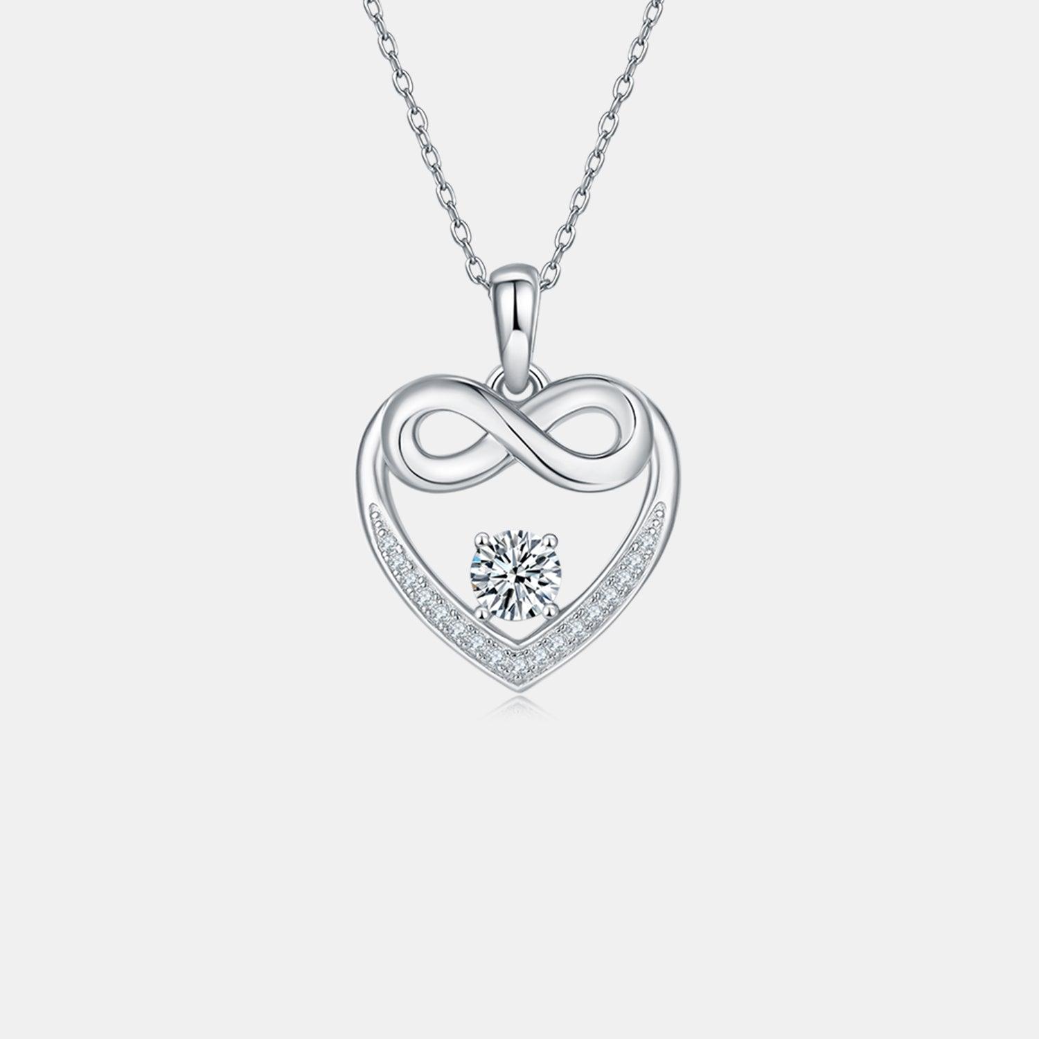 Moissanite 925 Sterling Silver Heart Necklace Carauana Store