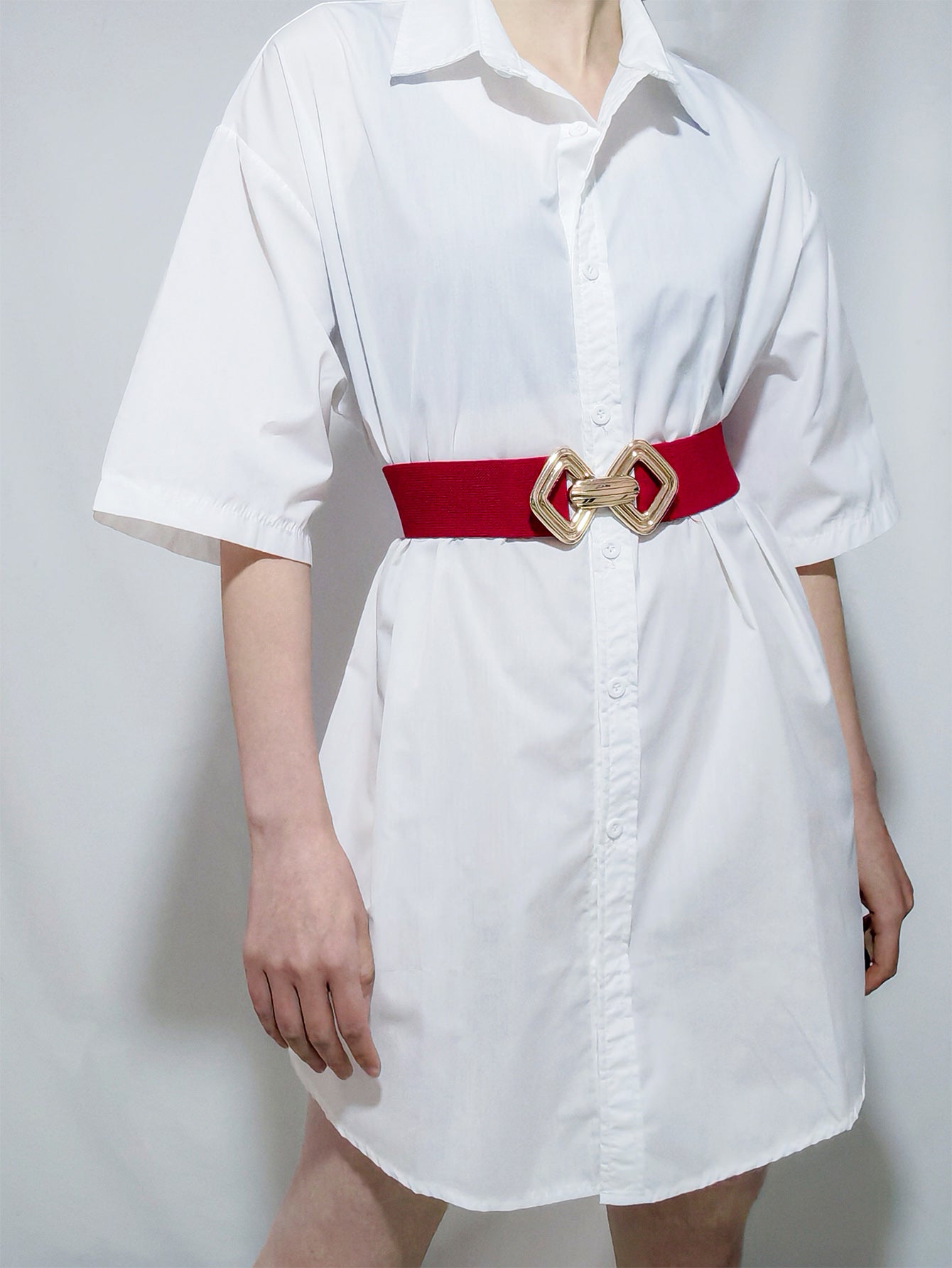 Geometric Buckle Elastic Wide Belt Carauana Store