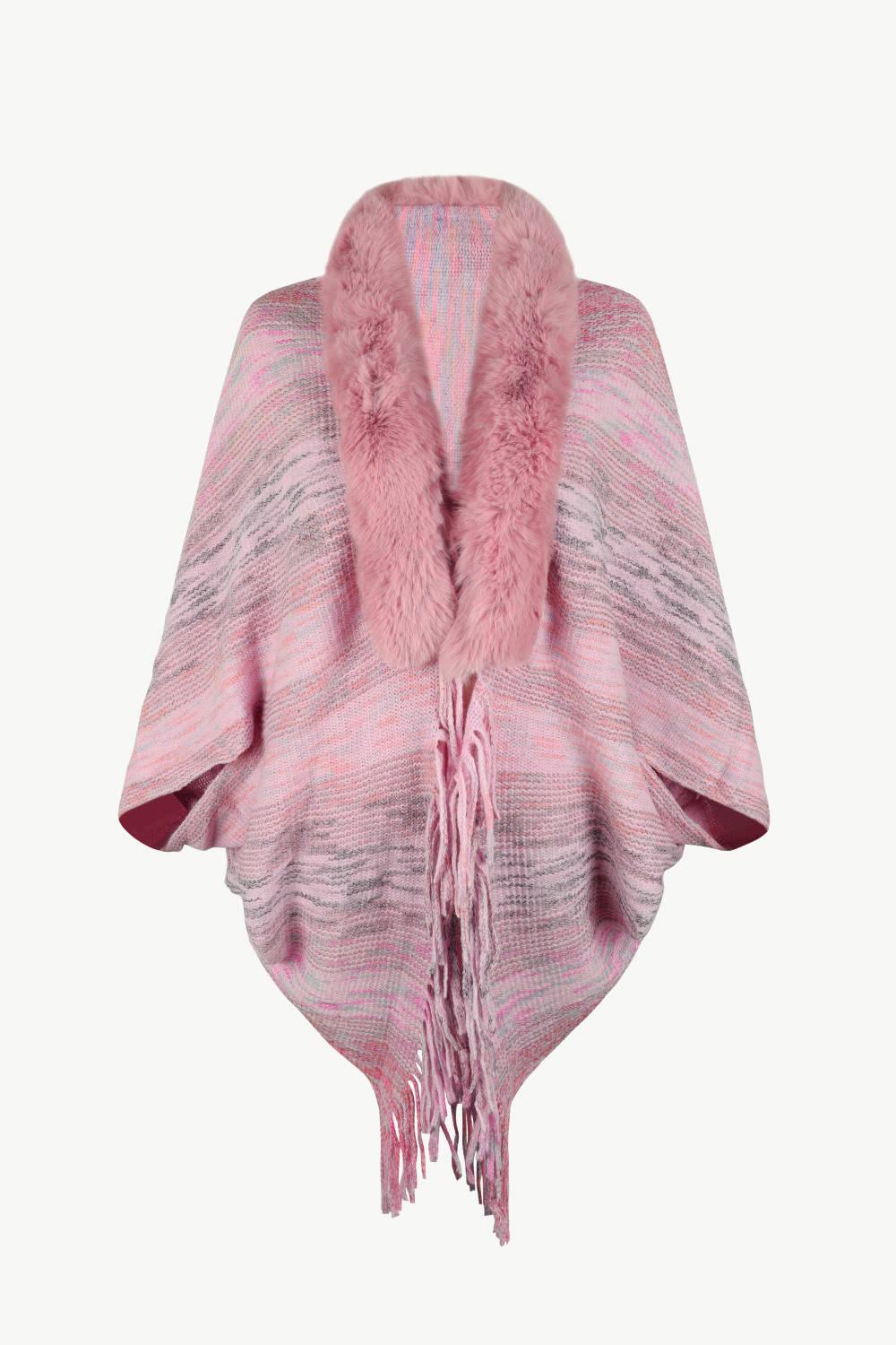 Open Front Fringe Hem Poncho Carauana Store