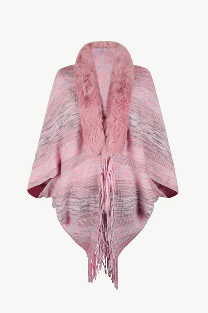Open Front Fringe Hem Poncho Carauana Store