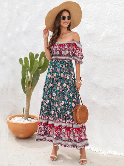 Floral Flounce Sleeve Midi Dress Carauana Store