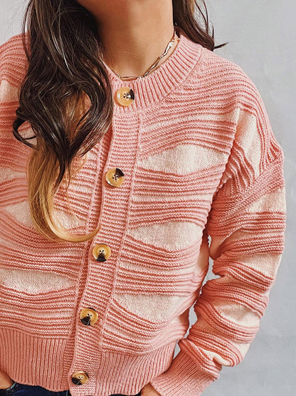 Color Block Button Front Cardigan Carauana Store