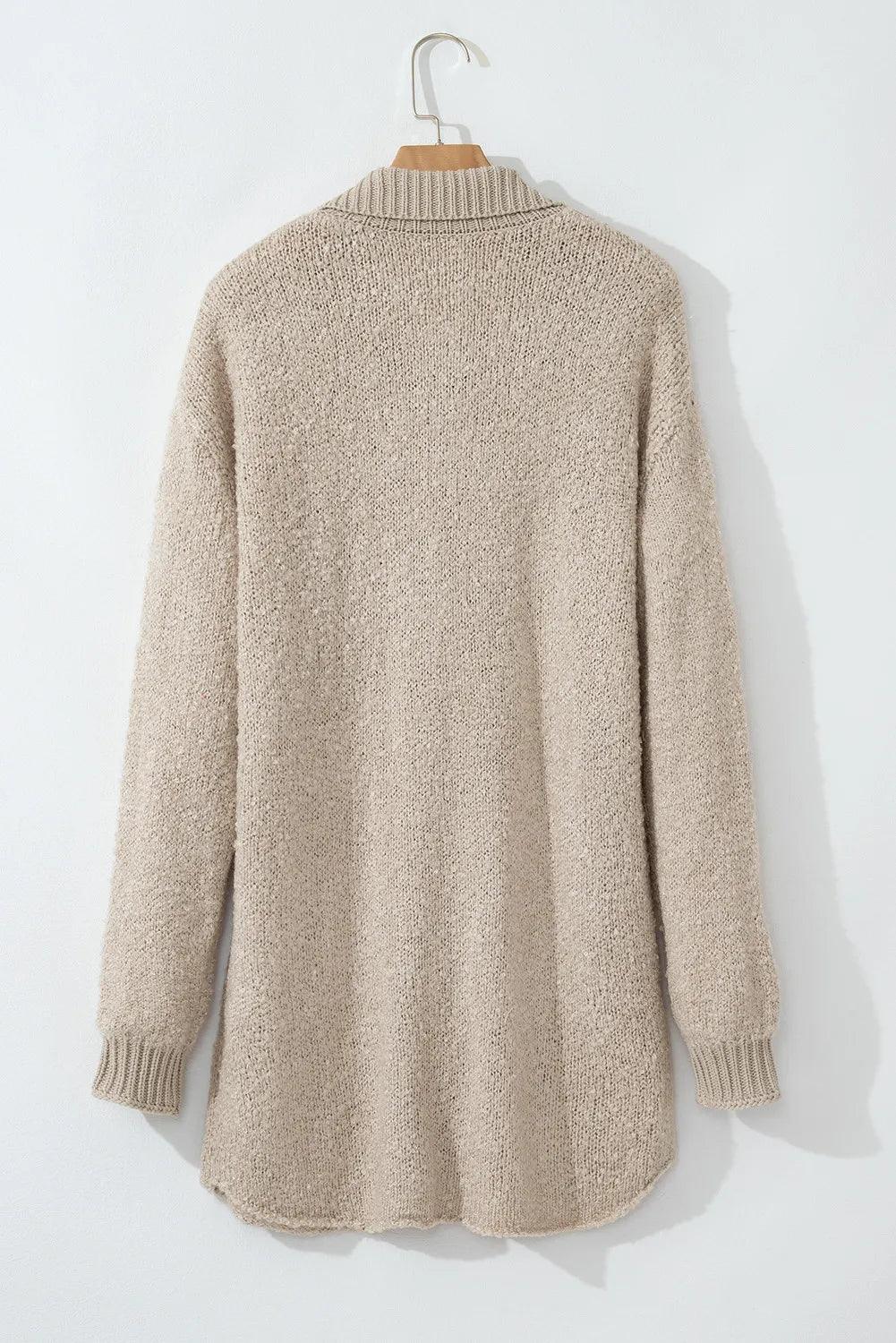Pocketed Button Up Long Sleeve Cardigan Carauana Store