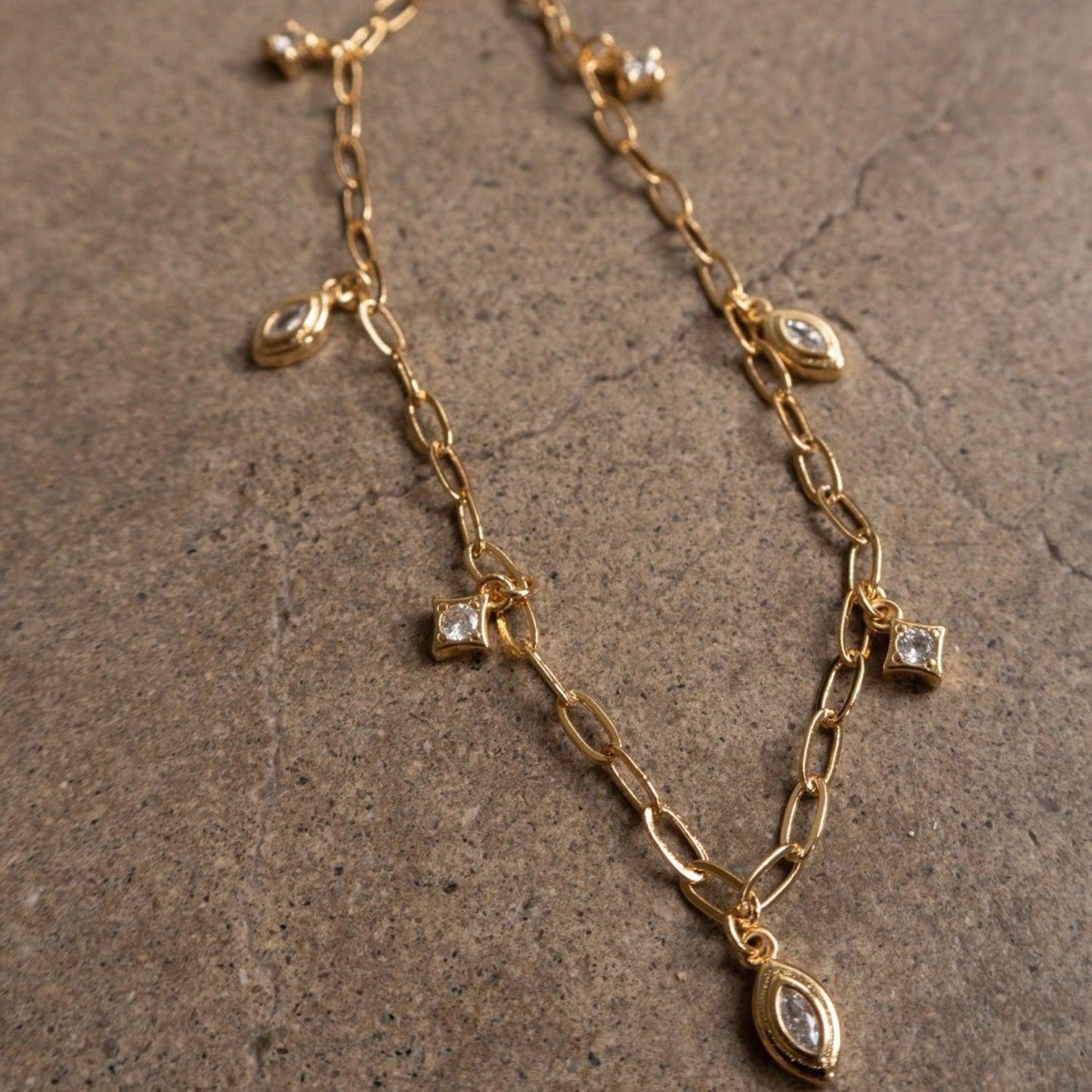 18K Gold-Plated Copper Inlaid Zircon Necklace Carauana Store
