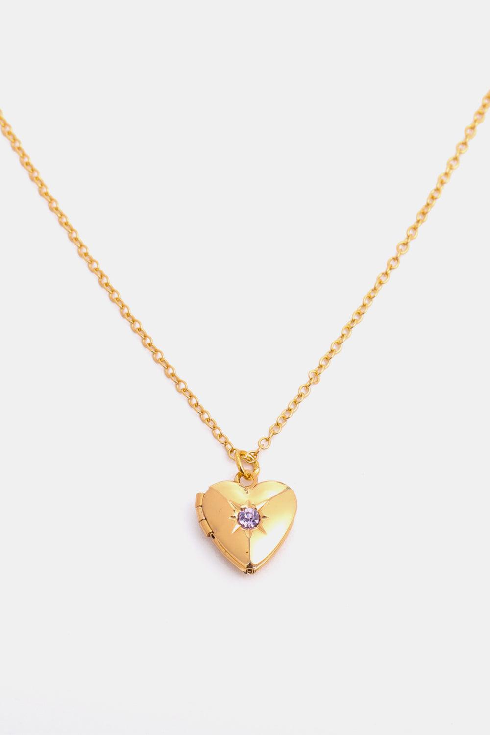 Zircon Heart Shape 14K Gold-Plated Pendant Necklace Carauana Store