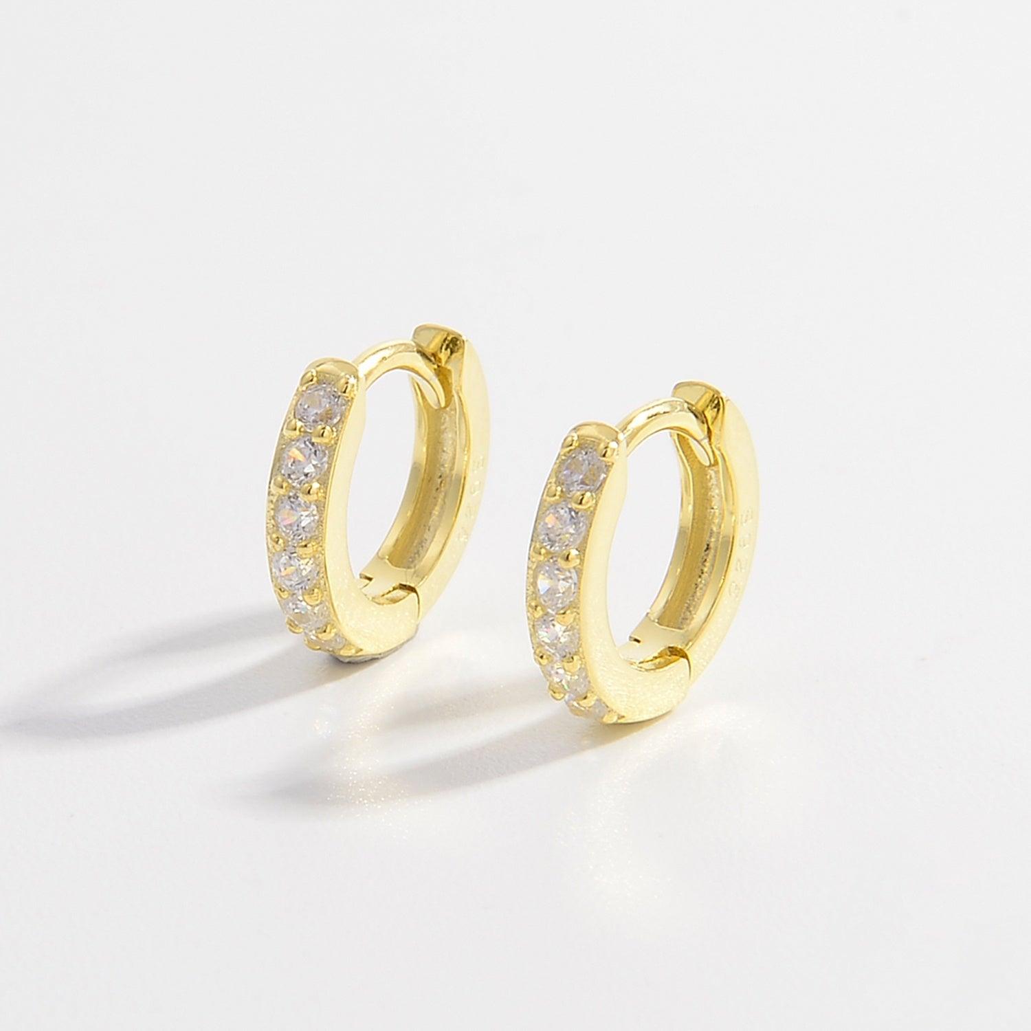 925 Sterling Silver Inlaid Zircon Huggie Earrings Carauana Store