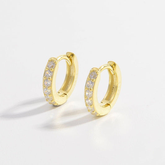 925 Sterling Silver Inlaid Zircon Huggie Earrings Carauana Store