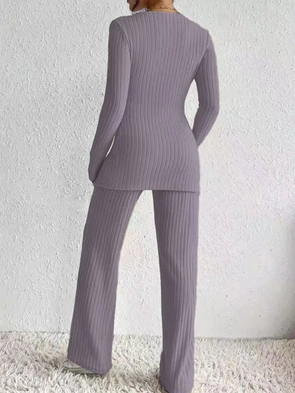 Surplice Long Sleeve Top and Pants Set Carauana Store