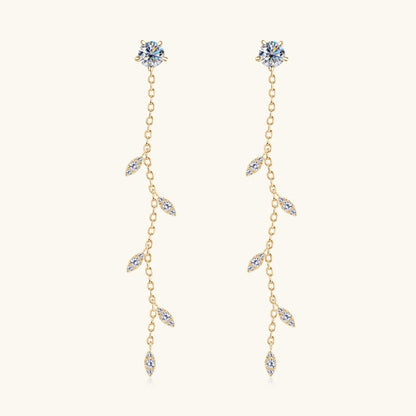 1.38 Carat Moissanite 925 Sterling Silver Leaf Earrings Carauana Store