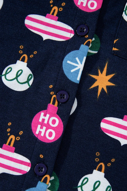 Christmas Lights Print Collared Neck Top and Pants Set Carauana Store