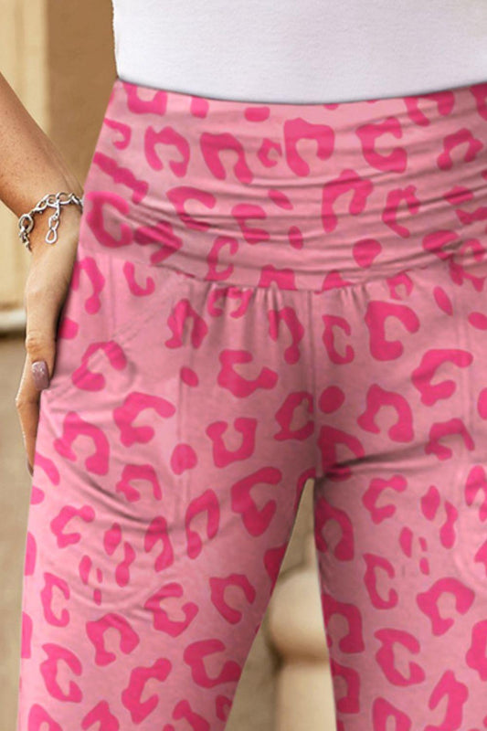 Leopard Print Wide Waistband Skinny Pants Carauana Store