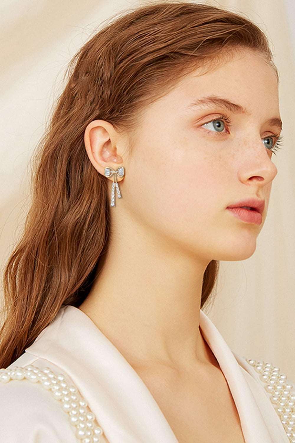 1.12 Carat Moissanite 925 Sterling Silver Bow Earrings Carauana Store