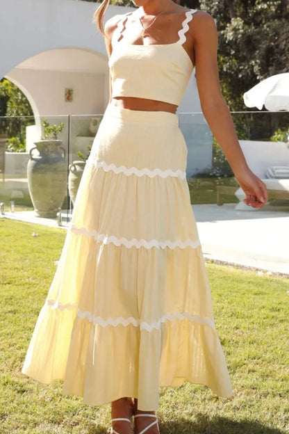 Contrast Trim Cami and Maxi Skirt Set Carauana Store