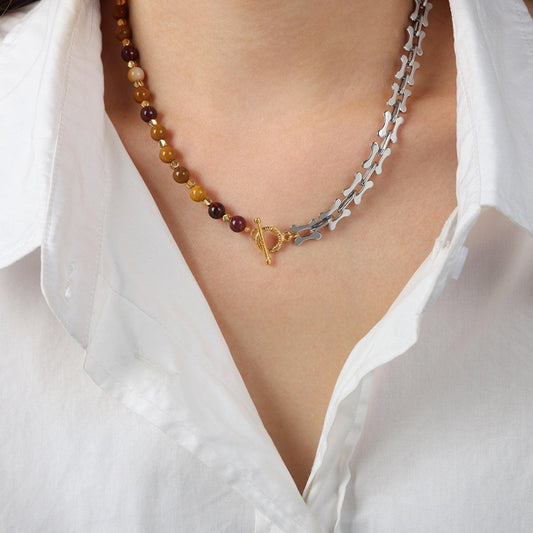 Titanium Steel Egg Yolk Stone Necklace Carauana Store
