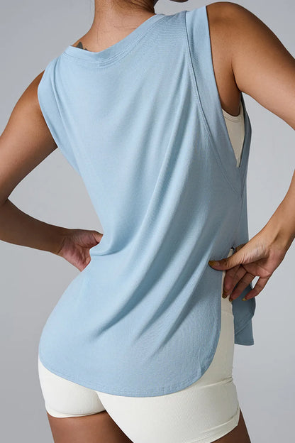 Slit Round Neck Active Tank Carauana Store
