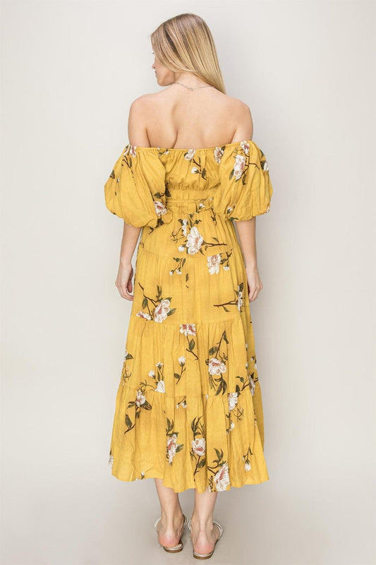 HYFVE Floral Puff Sleeve Tiered Dress Carauana Store