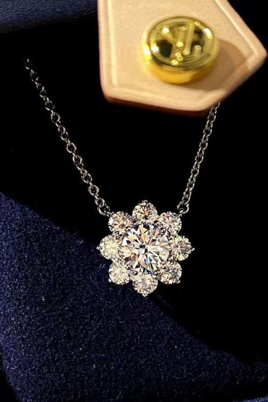 1 Carat Moissanite Floral Pendant Necklace Carauana Store