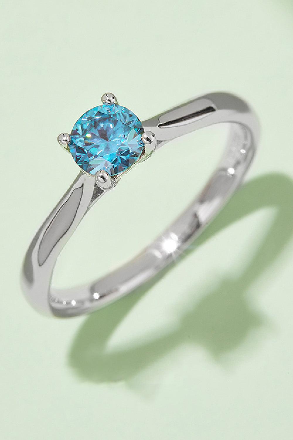 Moissanite Contrast 925 Sterling Silver Solitaire Ring Carauana Store