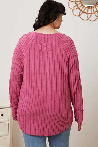 Basic Bae Full Size Ribbed Thumbhole Sleeve T-Shirt Carauana Store