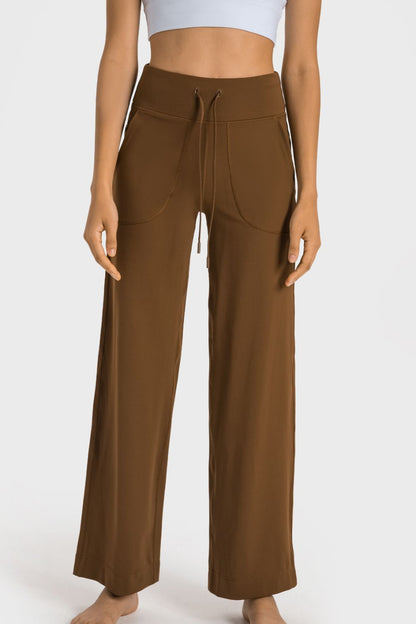 Millennia Drawstring Waist Wide Leg Sports Pants with Pockets Carauana Store