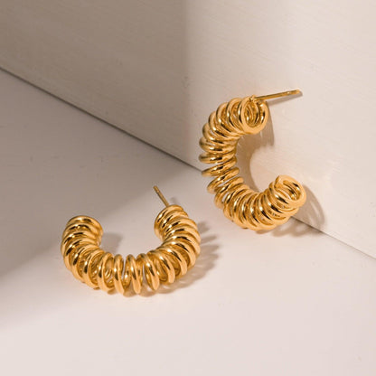 18K Gold-Plated Stainless Steel C-Hoop Earrings Carauana Store