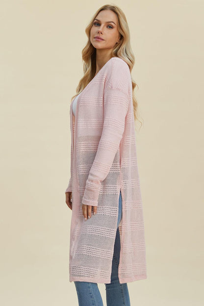 Double Take Full Size Open Front Longline Cardigan Carauana Store