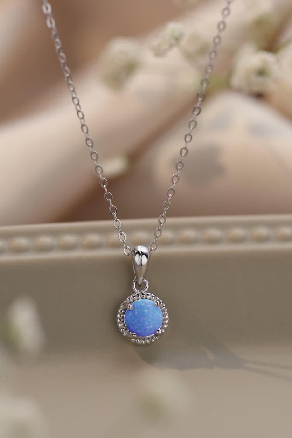 Opal Round Pendant Chain Necklace Carauana Store
