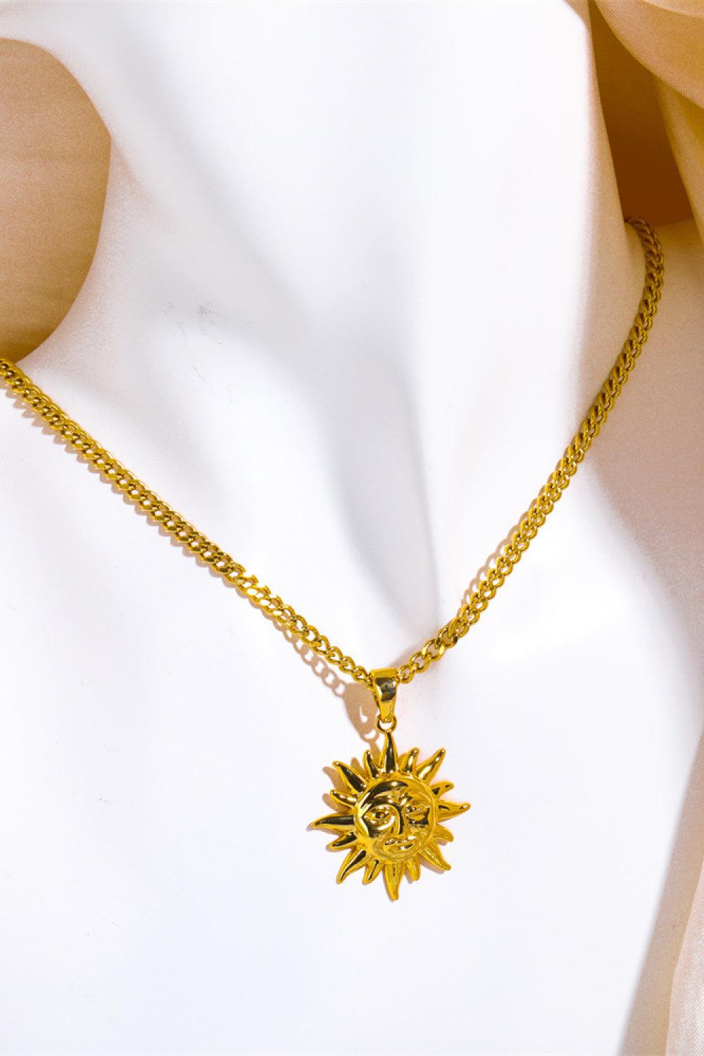 Sun Pendant Copper Necklace Carauana Store
