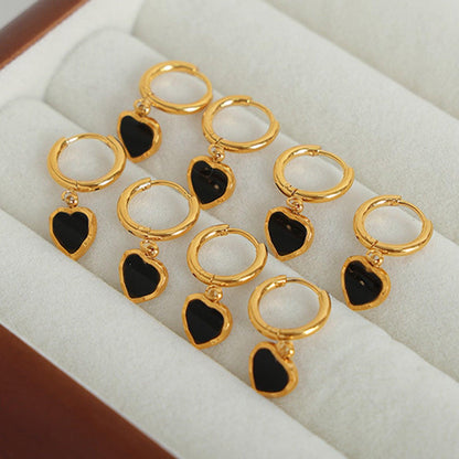 18K Gold-Plated Heart Drop Earrings Carauana Store