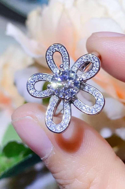 1 Carat Moissanite Flower-Shape Open Ring Carauana Store