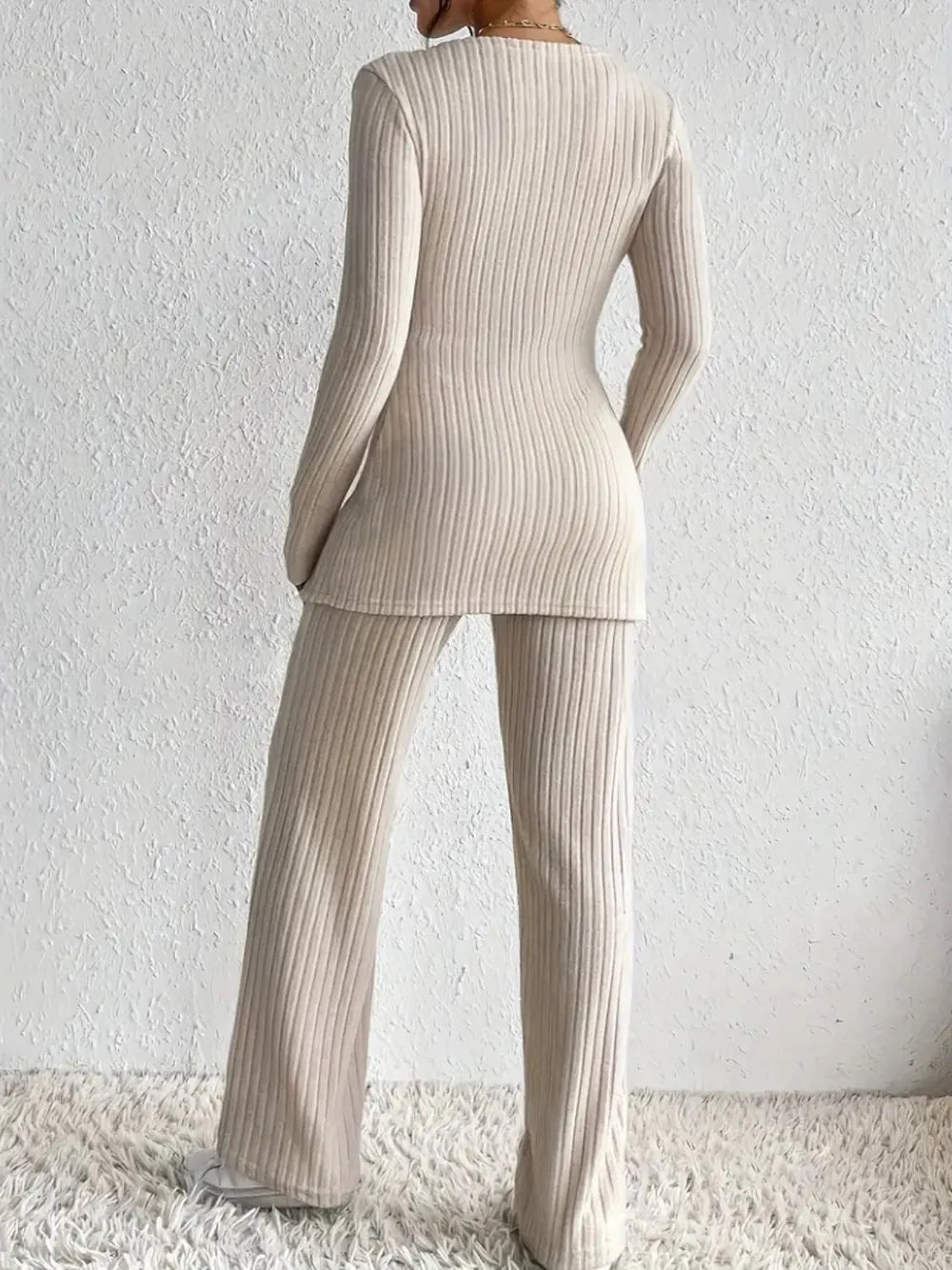 Surplice Long Sleeve Top and Pants Set Carauana Store