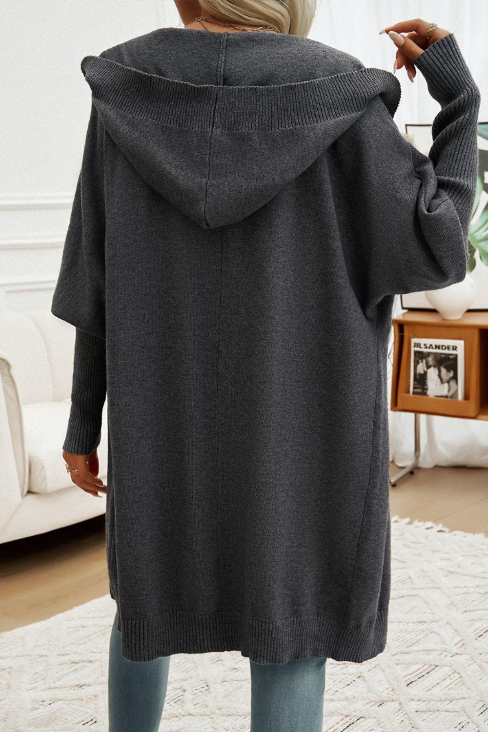 Devine Button Up Long Sleeve Hooded Cardigan Carauana Store