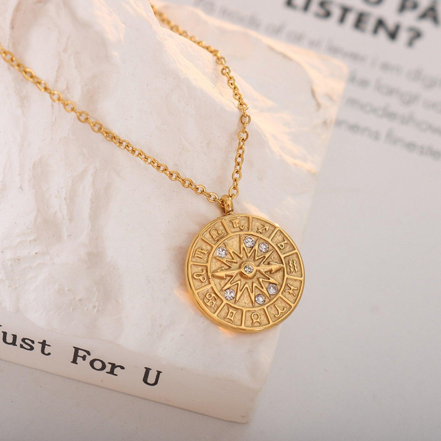 Zircon Titanium Steel Timepiece Shape Necklace Carauana Store