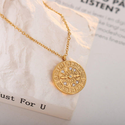 Zircon Titanium Steel Timepiece Shape Necklace Carauana Store