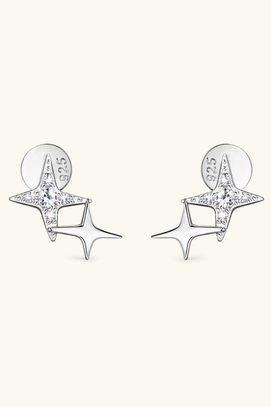 Moissanite 925 Sterling Silver Star Shape Earrings Carauana Store
