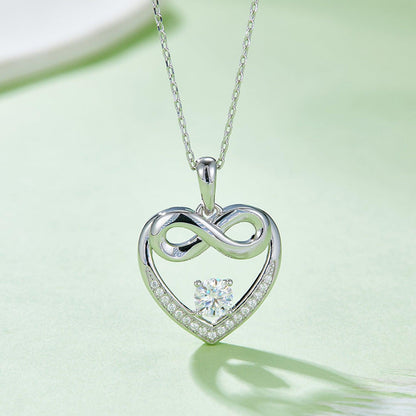 Moissanite 925 Sterling Silver Heart Necklace Carauana Store