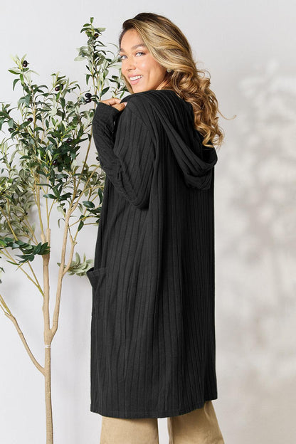 Basic Bae Full Size Hooded Sweater Cardigan Carauana Store