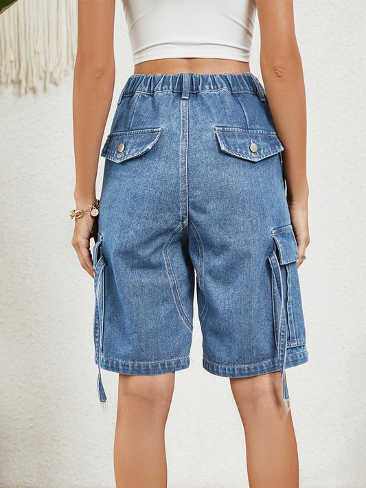 High Waist Denim Shorts with Pockets Carauana Store
