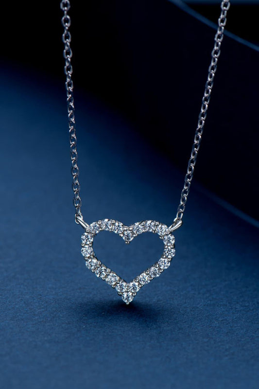 Adored Moissanite Platinum-Plated Heart Necklace Carauana Store