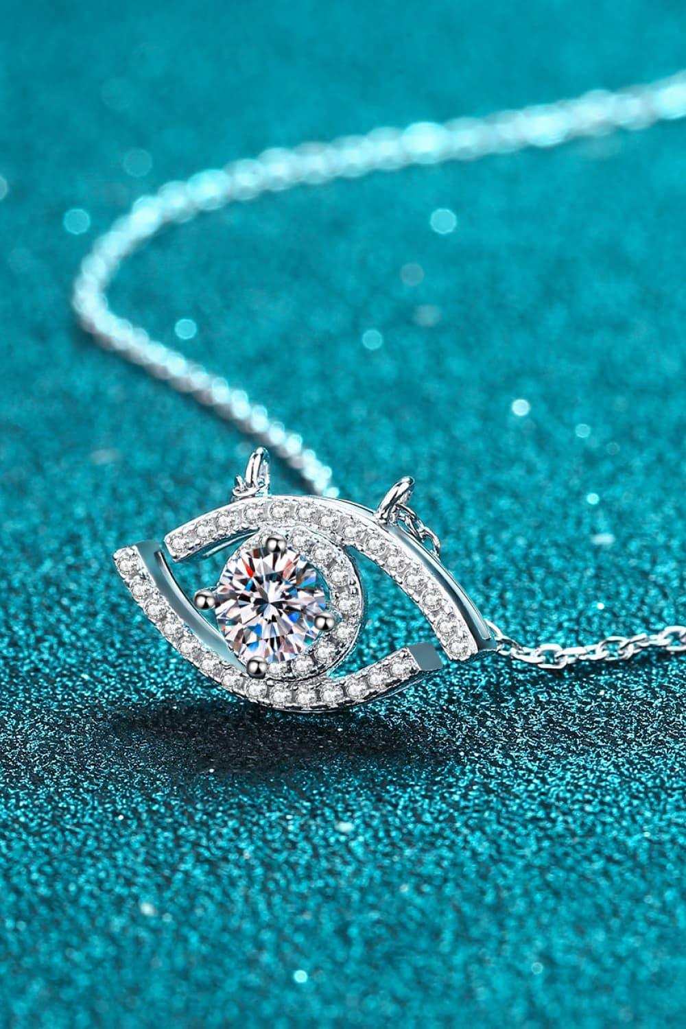Moissanite Evil Eye Pendant 925 Sterling Silver Necklace Carauana Store