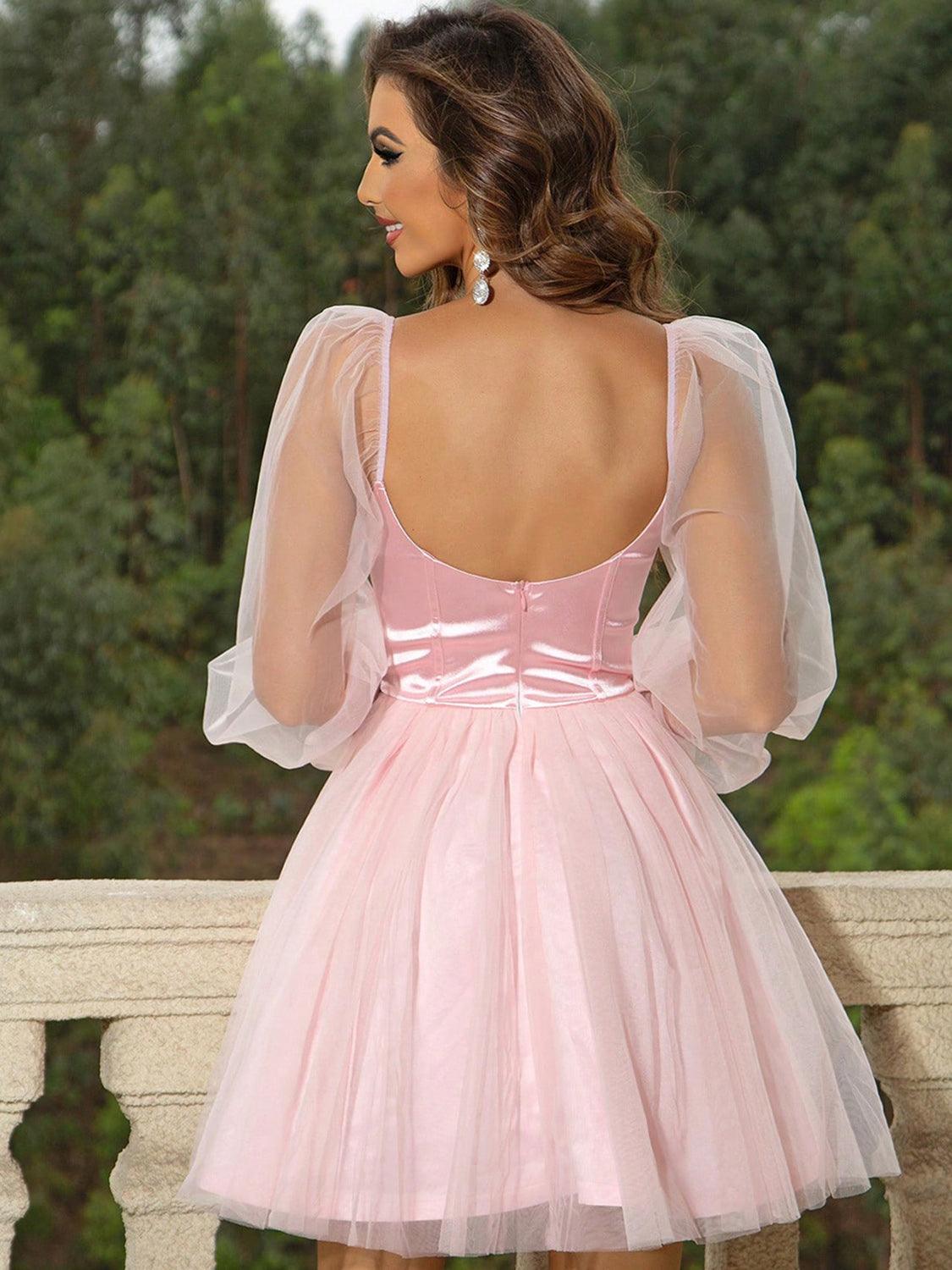 Sweetheart Neck Balloon Sleeve Mini Dress Carauana Store