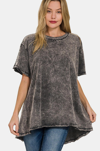 Zenana Round Neck Dropped Shoulder Blouse Carauana Store