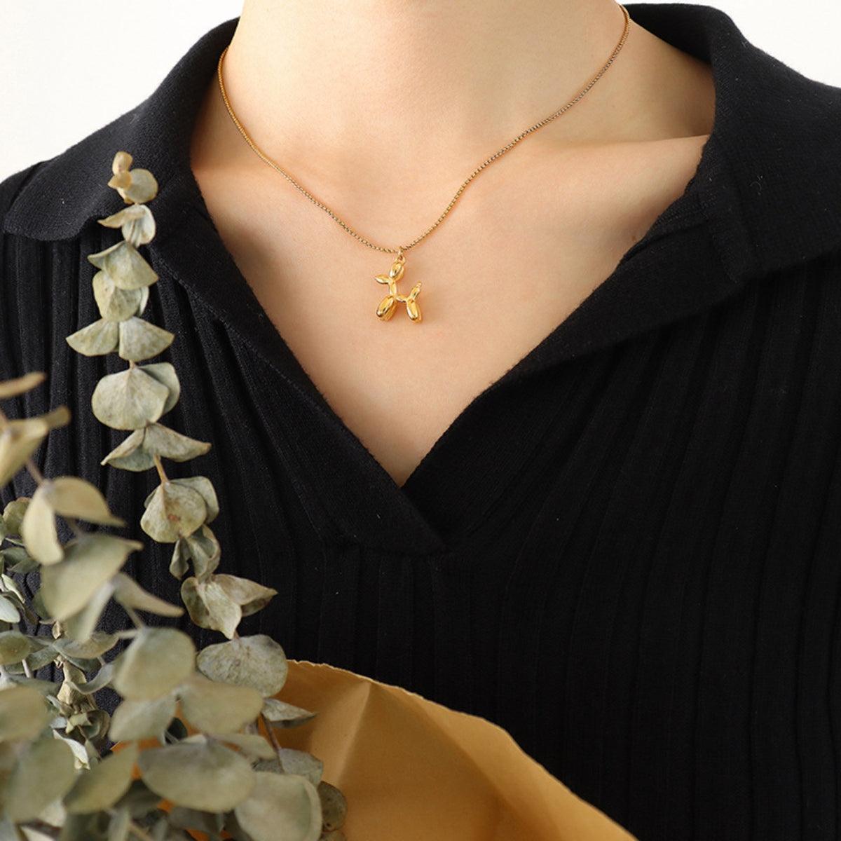 18K Gold-Plated Titanium Steel Puppy Shape Pendant Necklace Carauana Store
