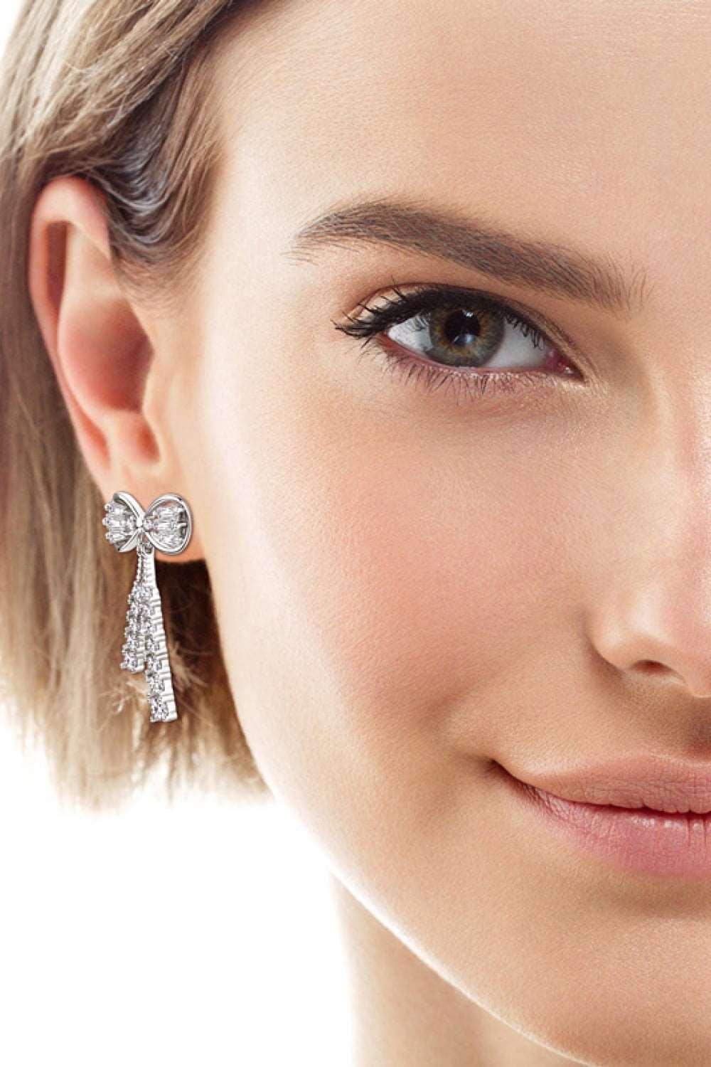 1.12 Carat Moissanite 925 Sterling Silver Bow Earrings Carauana Store