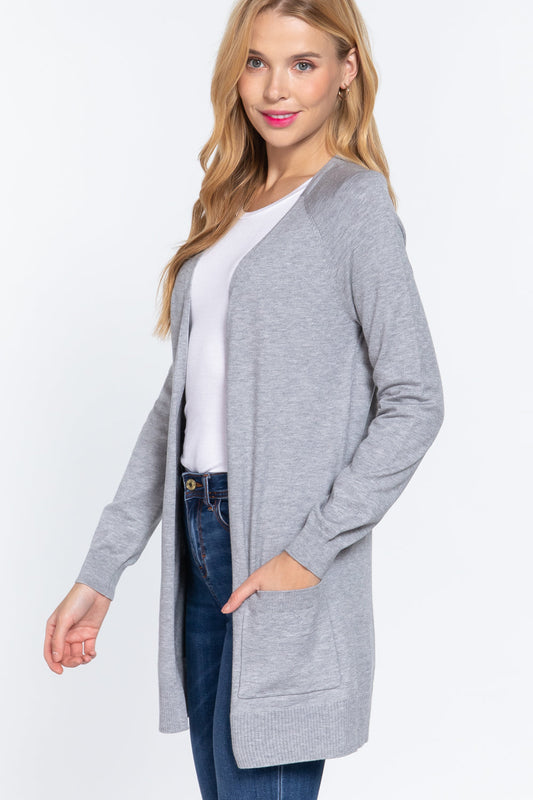 ACTIVE BASIC Open Front Long Sleeve Cardigan Carauana Store