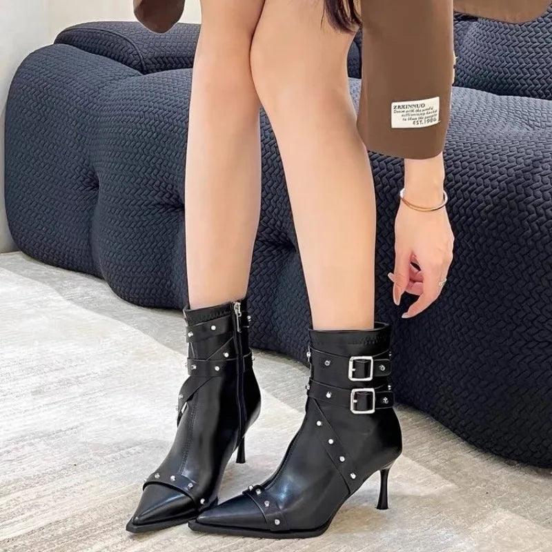 Ankle Studded New Rock Shoes Gothic Style Winter Carauana Store