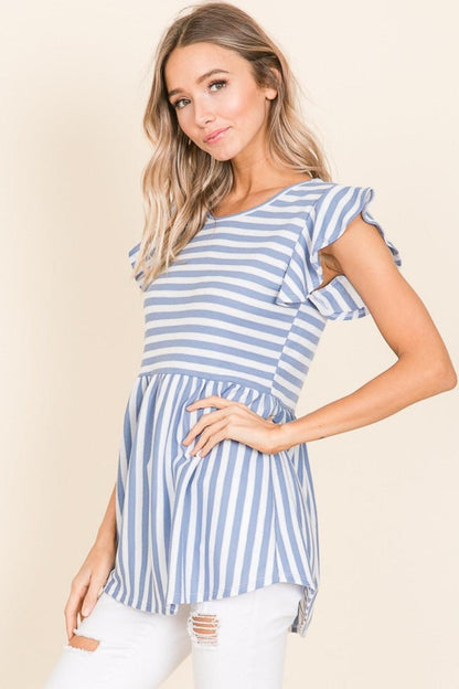 BOMBOM Striped Round Neck Blouse Carauana Store