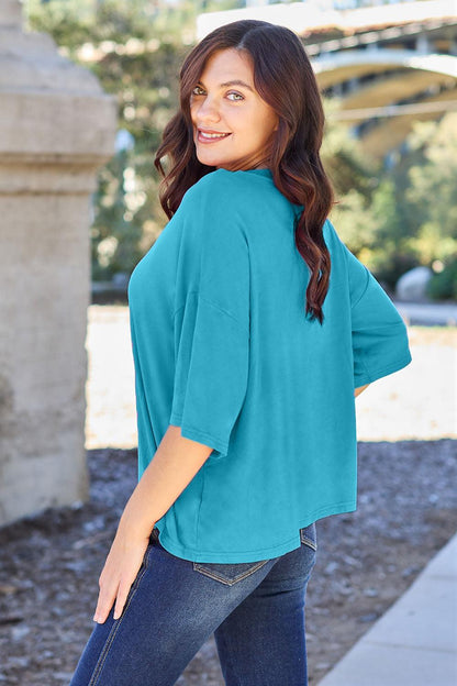 Basic Bae Full Size Round Neck Drop Shoulder T-Shirt Carauana Store