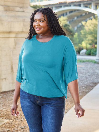 Basic Bae Full Size Round Neck Drop Shoulder T-Shirt Carauana Store